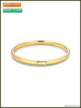 14k Gold Filled Oval Bangle Bracelet Snap Clasp Womens Jewelry
